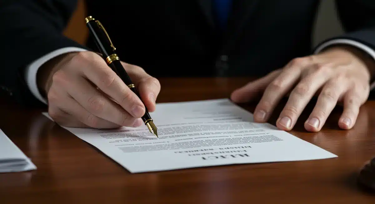 Signing legal estate planning documents with a fountain pen