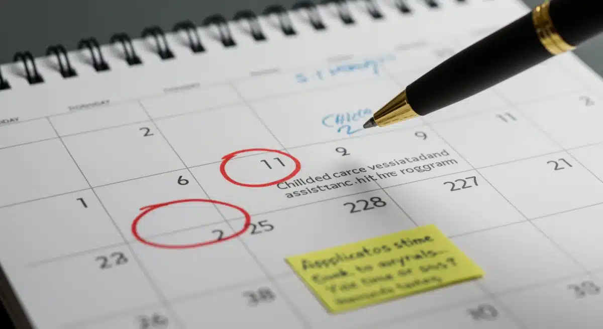 Calendar marking 2025 child care assistance deadlines