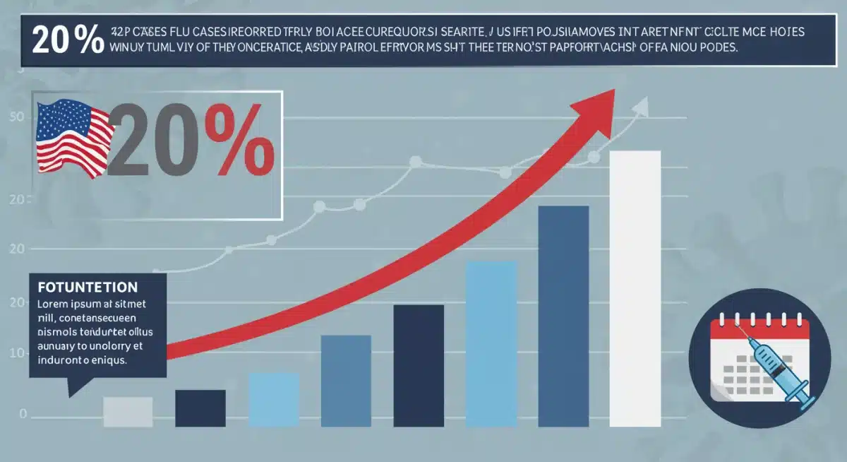 Infographic showing 20% flu case increase and 2025 vaccination campaign.