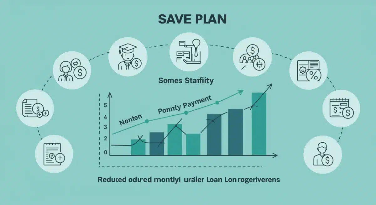 Infographic detailing the benefits and structure of the SAVE plan for student loans.