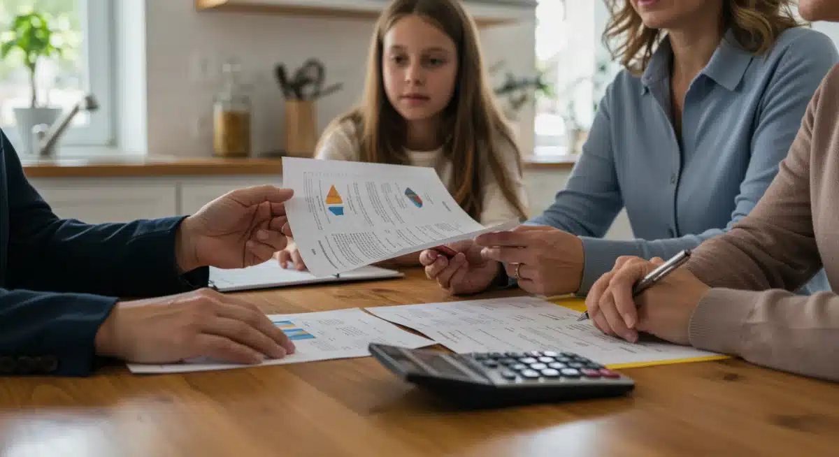 Financial advisor explaining federal benefits changes to a family.