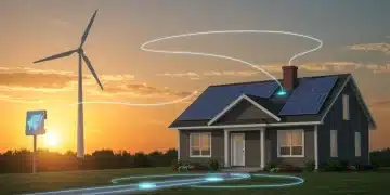 Federal Energy Policy 2026: Impact on 75% of US Households Modern home with solar panels and smart grid connection, representing federal energy policy impact.