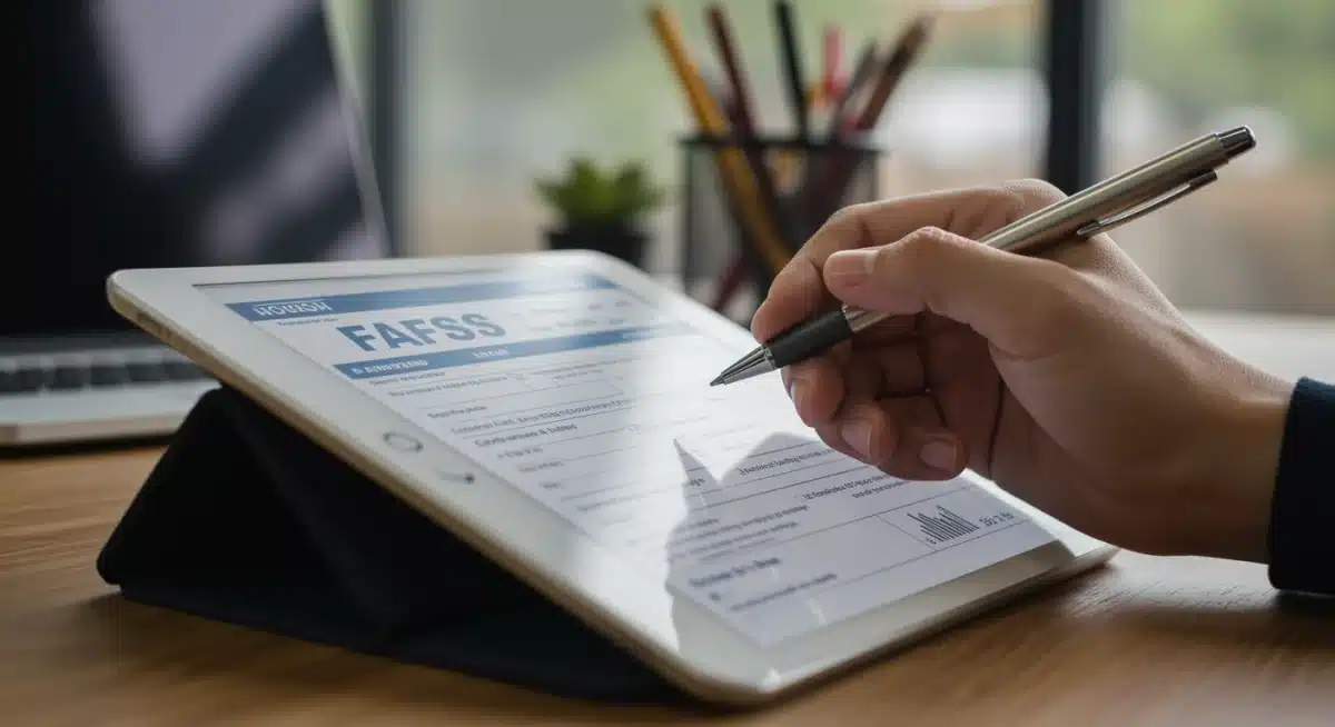 Student completing online FAFSA application form on a tablet