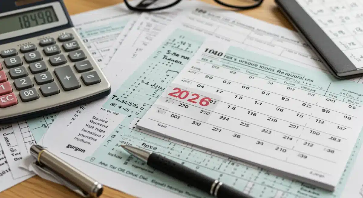 Tax forms and calculator symbolizing 2026 tax planning for deductions