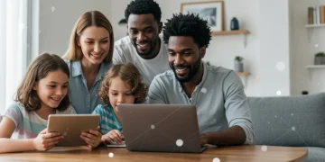 Family enjoying affordable internet access through ACP