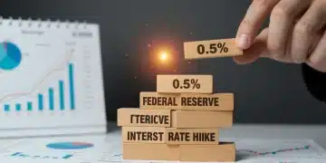 Federal Reserve 0.25% interest rate hike block on financial charts