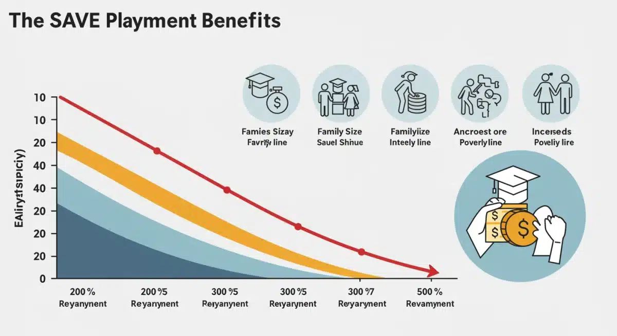 Infographic illustrating the benefits and mechanics of the SAVE Plan for student loan borrowers