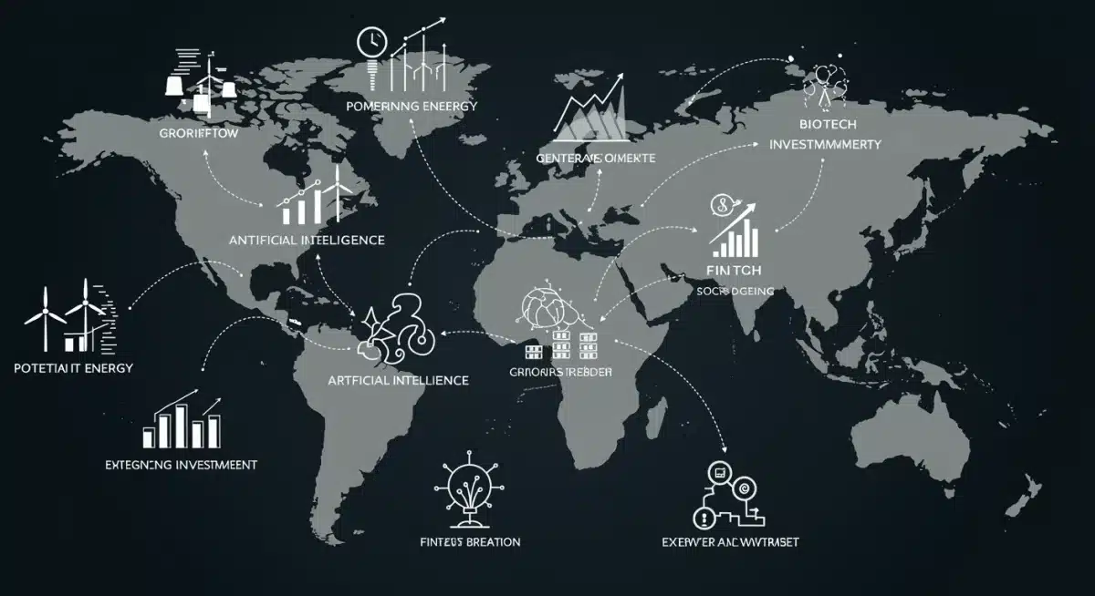 Infographic showing key emerging market sectors for investment growth