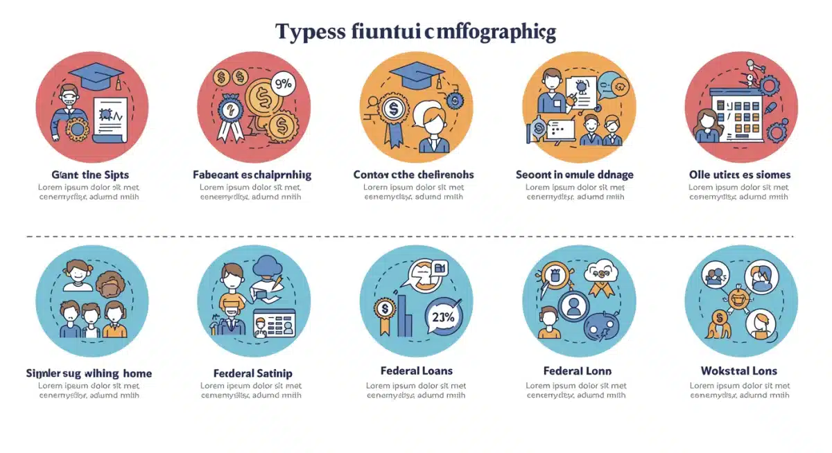 Infographic showing various types of financial aid for college