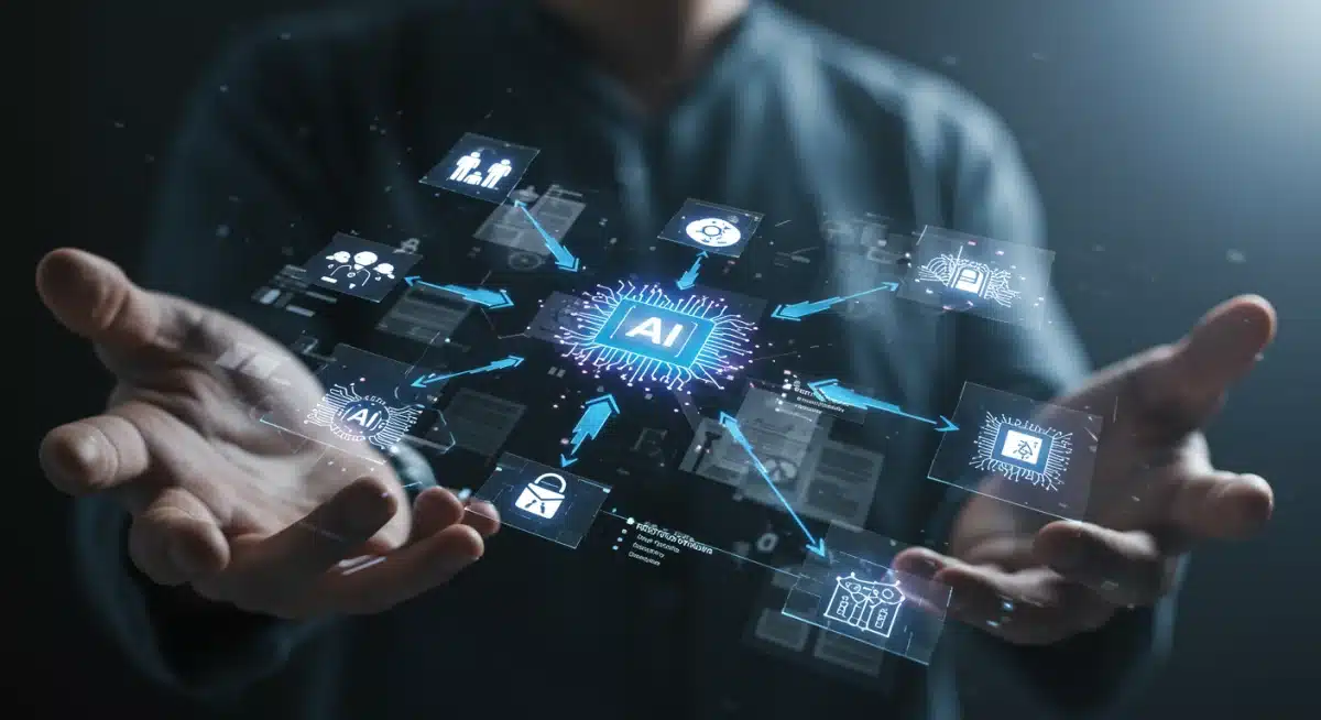 Complex AI algorithms and data networks with superimposed ethical and legal frameworks.