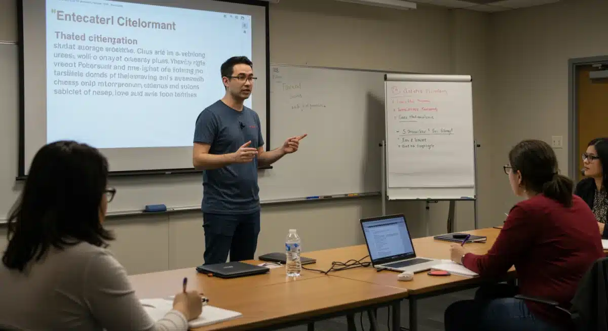 Educator training other teachers on digital tool integration and digital citizenship.