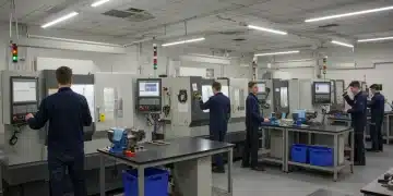 Students learning advanced manufacturing skills in a modern vocational training center