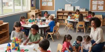 Children learning in a modern early childhood education setting.