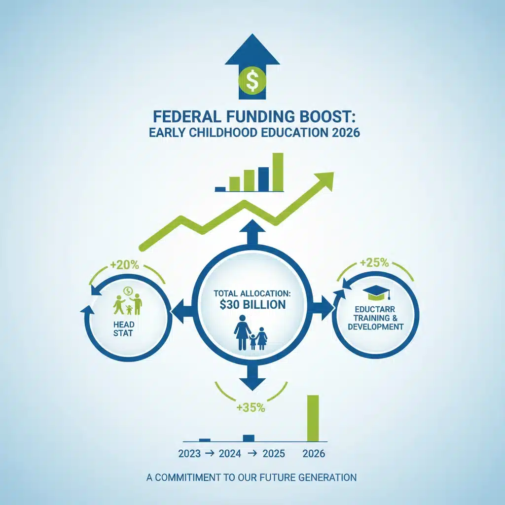 Infographic showing federal funding increase for early childhood education.