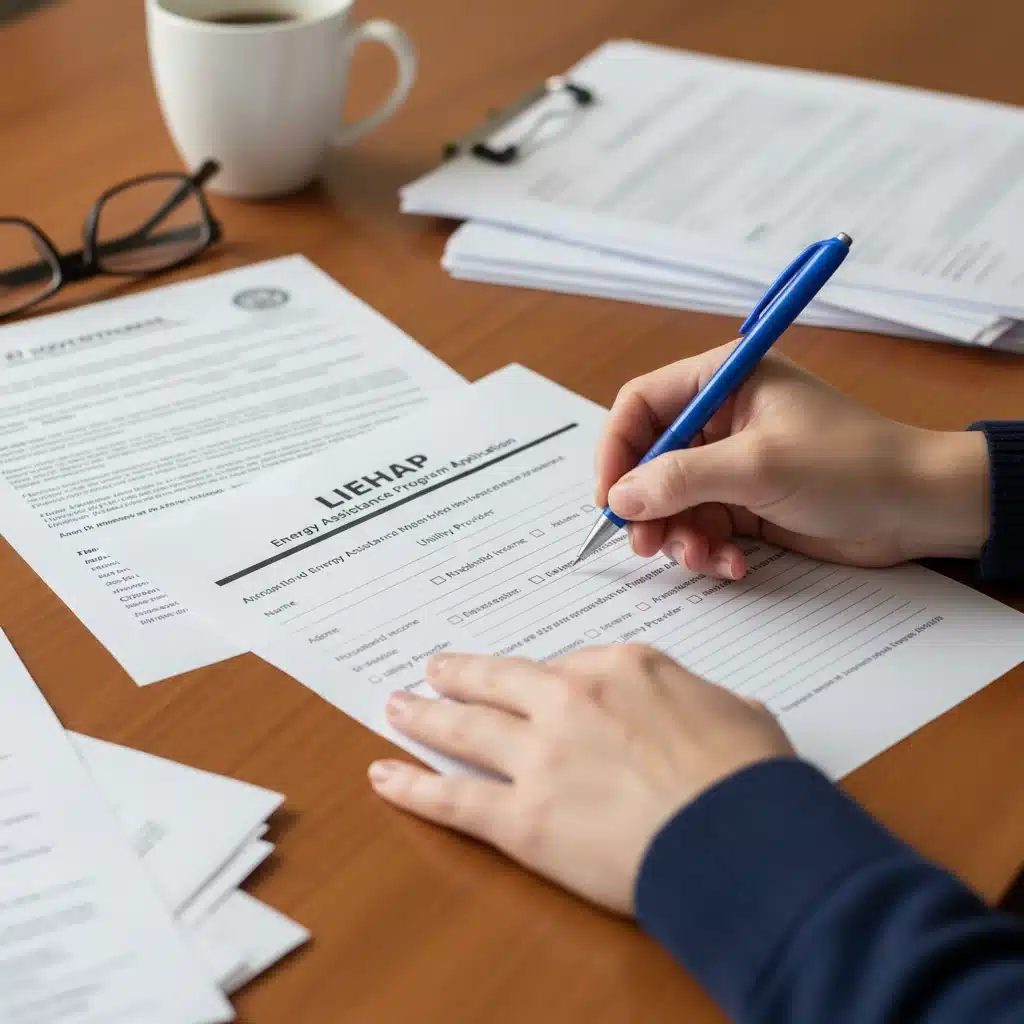 Person completing LIHEAP application form