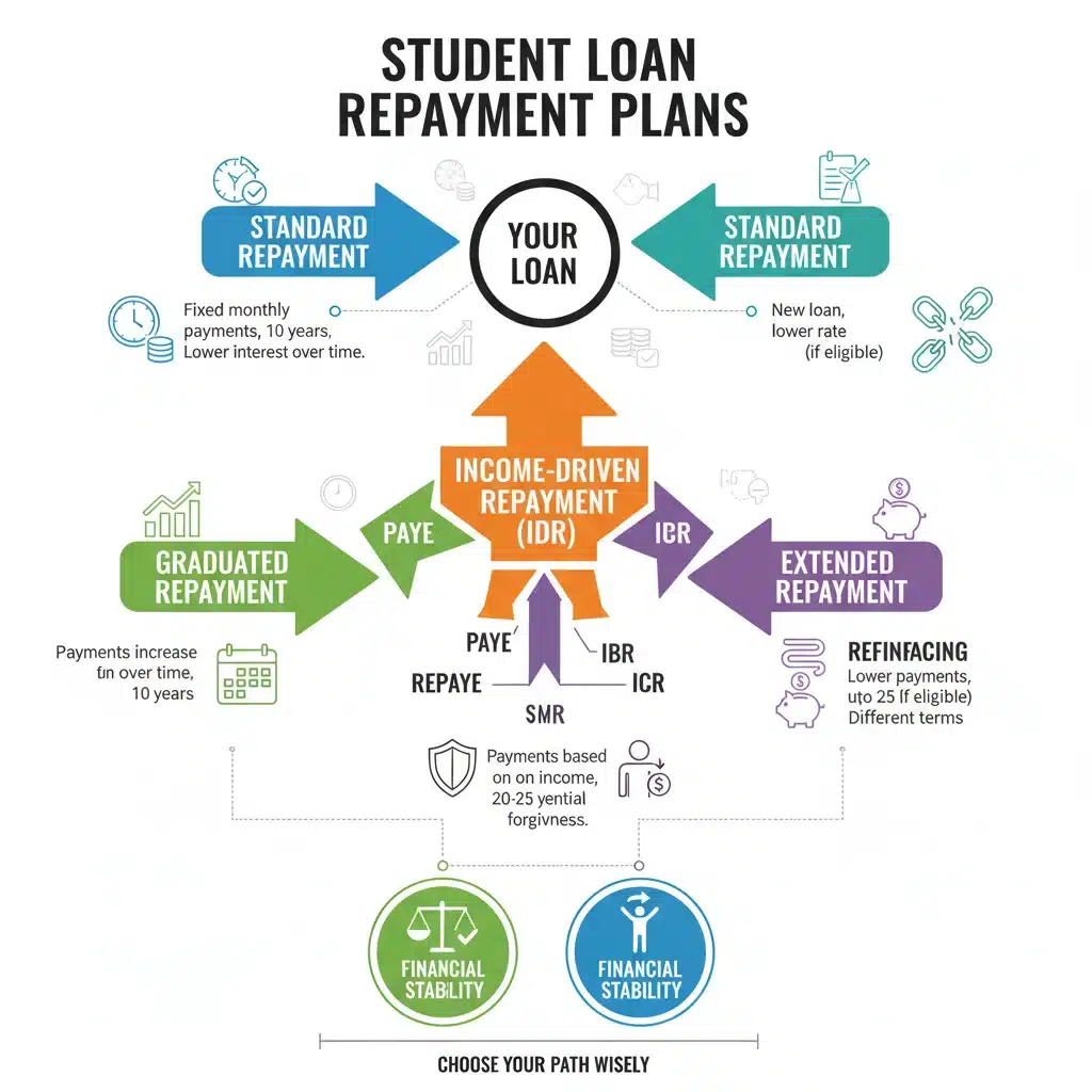 Infographic showing student loan repayment plan options