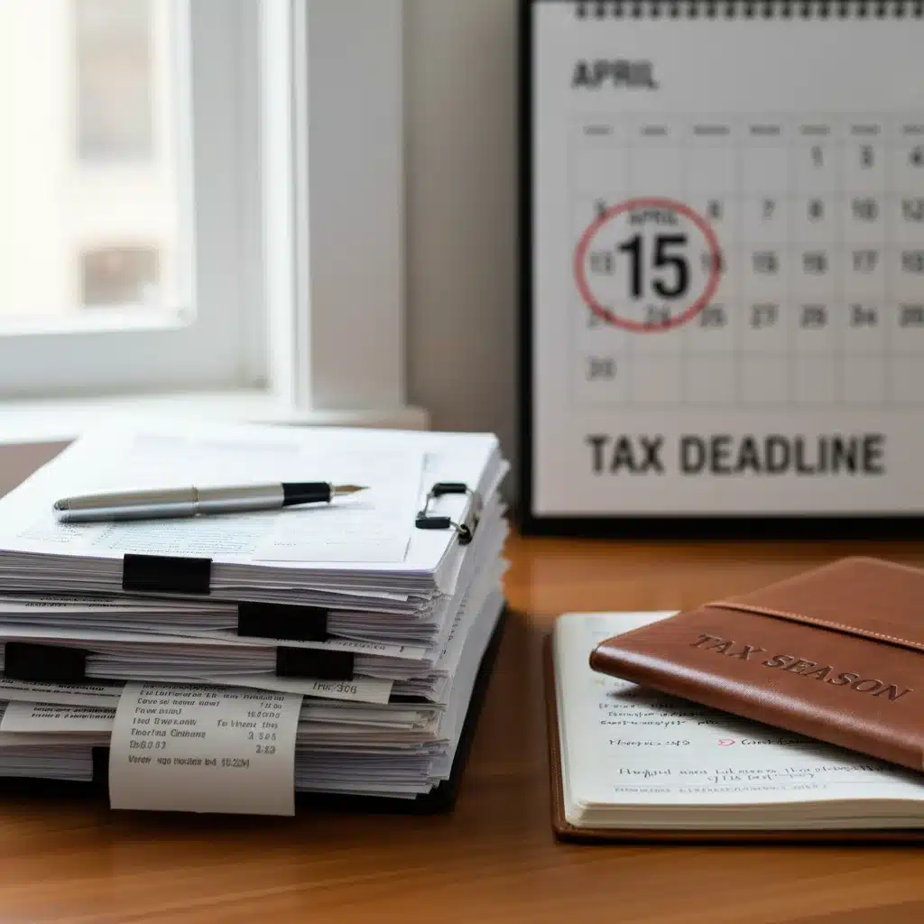 Organized financial documents for tax preparation