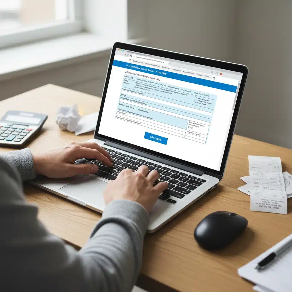 Person filing taxes online for child tax credit