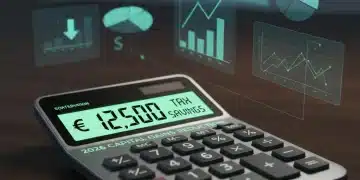 Financial calculator showing tax savings, representing capital gains tax reduction strategies for 2026.
